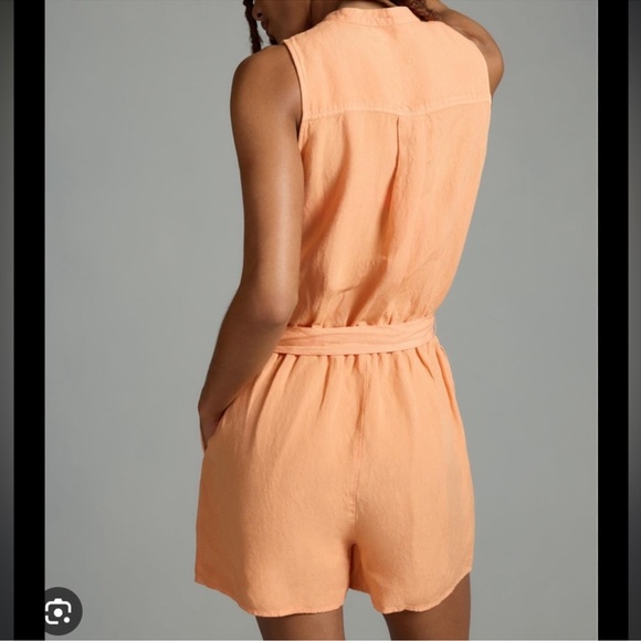 Anthro Cloth and Stone NWT sleeveless button down romper, Sz Med linen/rayon - Picture 4 of 11